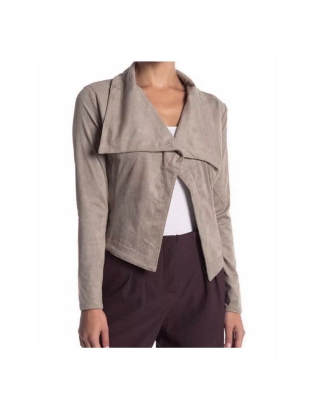 Women's ROMEO + JULIET Couture Taupe Drape Front Blazer L